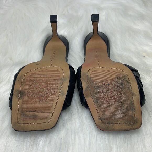 Vince Camuto Brelanie Black Leather Woven Strap Mules Sz 6 - Picture 7 of 7